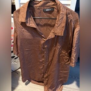 Brown Paisley Button-Up Shirt